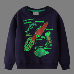 Dino Lit - Glow In The Dark Dinosaur Crew Neck Sweater- Boys Dinosaur Jumper Dino Lit - Glow In The Dark Dinosaur Crew Neck Sweater- Boys Dinosaur Jumper.