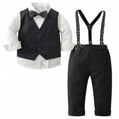 Cash - Baby Boy Clothes Set Gentleman Suit - Toddler Boys Wedding Party - Black & White.