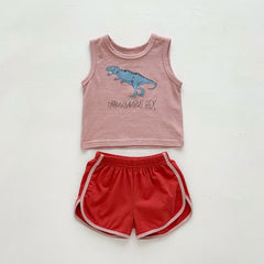 Dinosaur Tank & Short Set, Unisex  - 2 Pieces Summer.