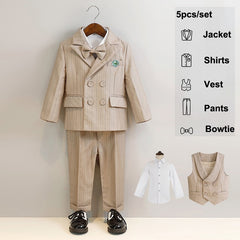 British Style Boys Wedding Suit - Beige & White