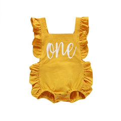 One Ruffle Romper - Baby Girl Birthday.