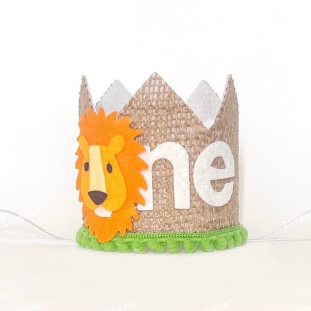 First Birthday Party Crown Hat - Lion and Bear.