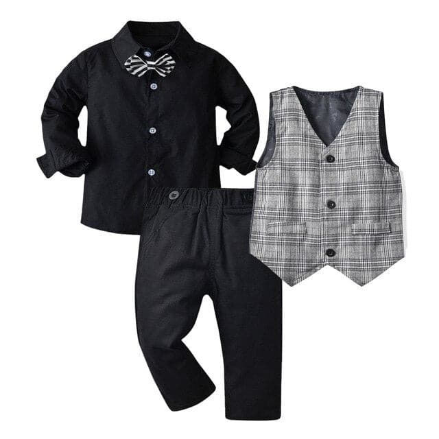 Dante - Boys Formal Suit - Black Suit Children Wedding Outfit.