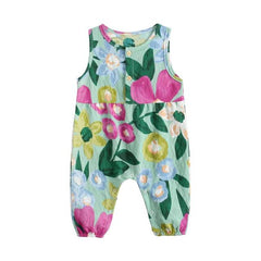 Raina - Girls Floral  Bodysuits Sleeveless Romper.