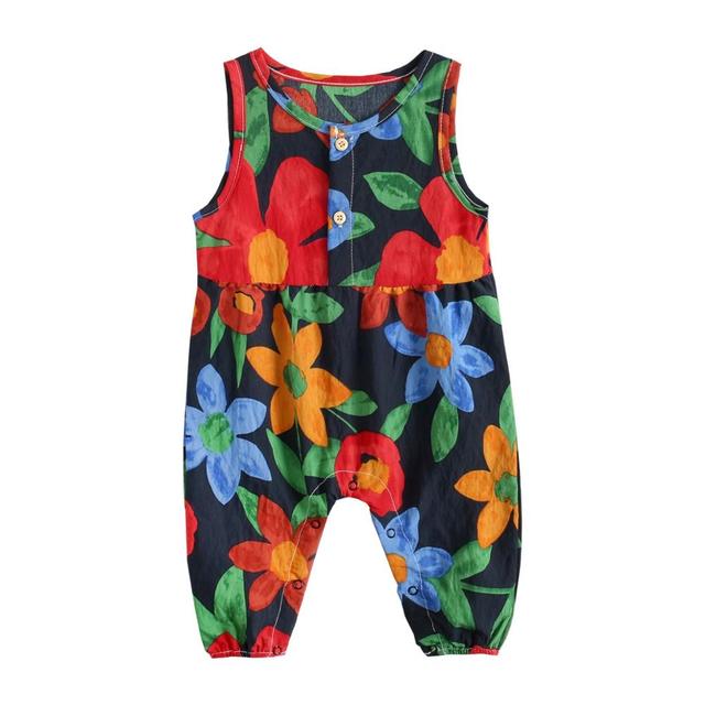 Raina - Girls Floral  Bodysuits Sleeveless Romper.