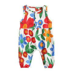 Raina - Girls Floral  Bodysuits Sleeveless Romper.