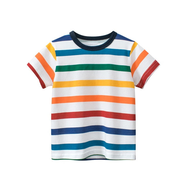 Coloured Stripes - T-shirt Boy Cotton Short Sleeve Coloured Stripes - T-shirt Boy Cotton Short Sleeve.