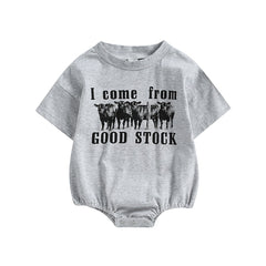 I Come From Good Stock - Trendy Oversize Cowboy Tee Romper Suit