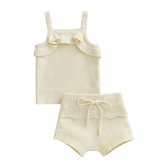 Lucille - Summer Baby Girl Knitted Sleeveless Ruffles Set