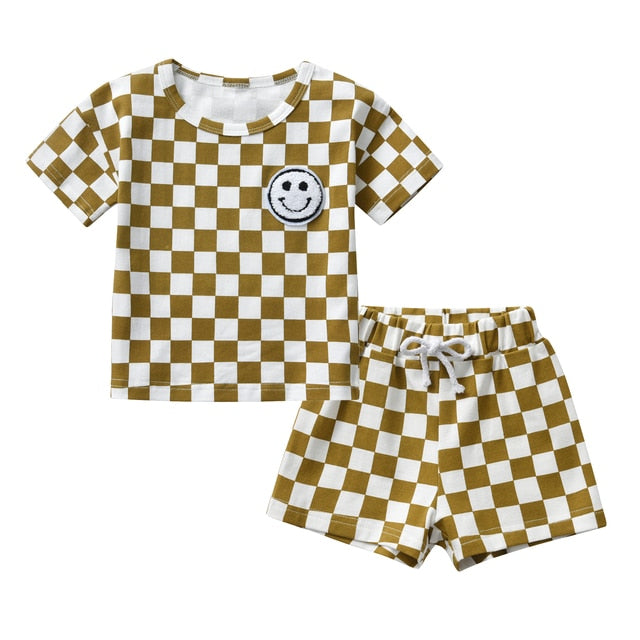 Baby Boy Clothes Sets - Checked / Plaid Shorts & Tee