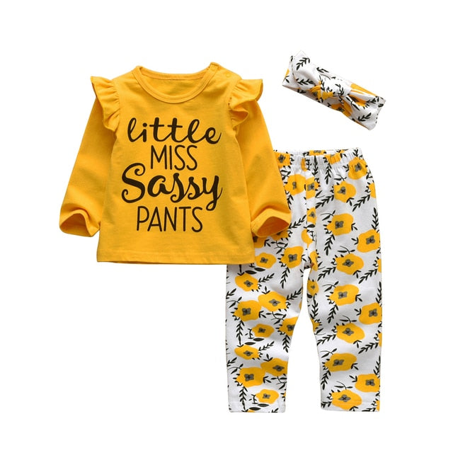 Sassy Pants Yellow Daisy - Baby Girl Clothes Set