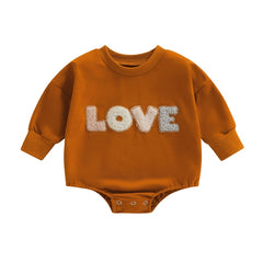 Baby Girl Romper Cute LOVE Letter Long Sleeve Jumpsuit.