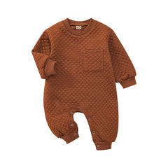 Unisex Baby Quilted Fleece Jumpsuit , Color - Chocolate