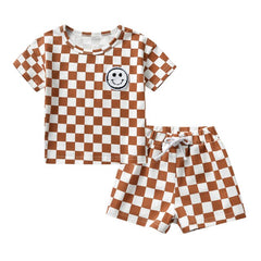 Baby Boy Clothes Sets - Checked / Plaid Shorts & Tee