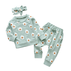 Mint Green Daisy Tracksuit Set - Baby Girl Clothes Set