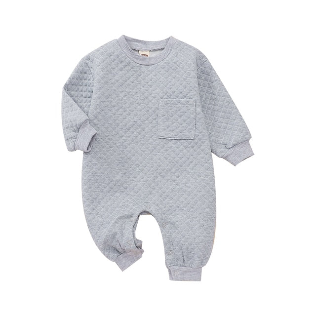 Unisex Baby Quilted Fleece Jumpsuit , Color - Gray