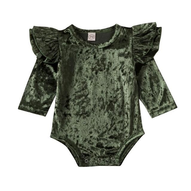 Baby Girl Velvet Ruffle Romper - Velvet Bodysuit