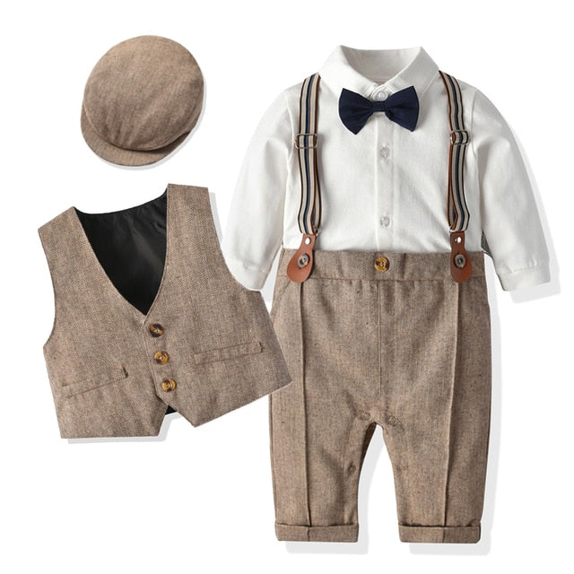 Charlie - Boys Wedding Suit Set with Waistcoat, Hat and Bow Tie.