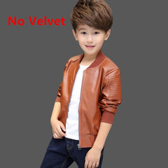 Boys Leather Jacket - Tan , Color