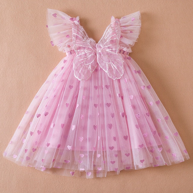 butterfly dress tulle with pink hearts