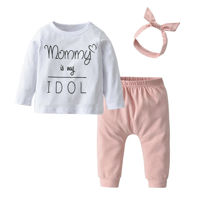 Mommy Is My Idol - Baby Girl Clothes Set - Pink