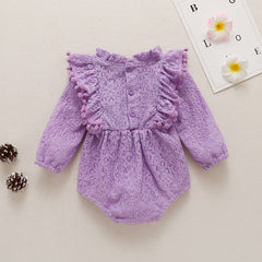 Laci - Baby Girls Lace Romper Long Sleeve