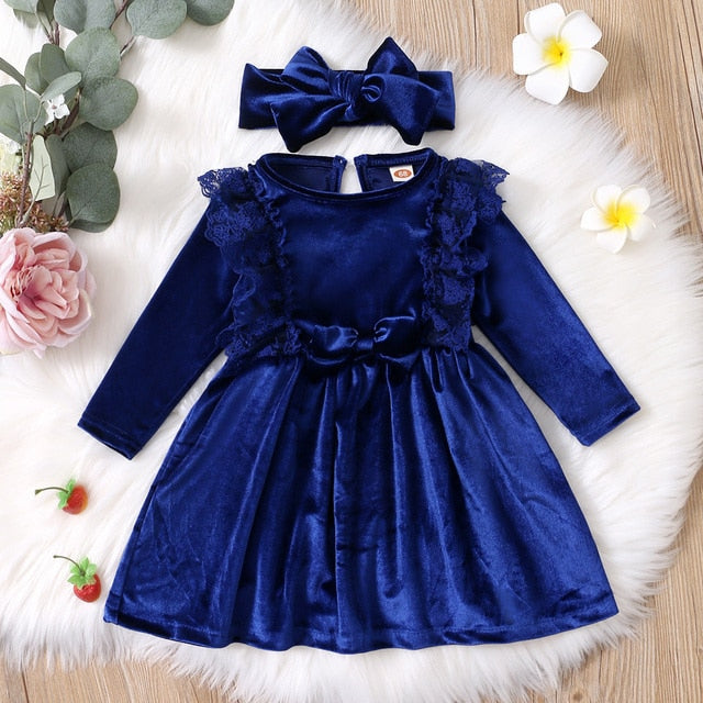 Velvetine - Winter Girls Velvet Dress Set.