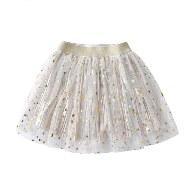 Neutral Shimmer Star Tulle Skirt 3T-8T