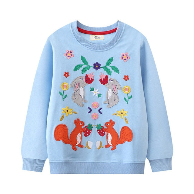 Woodlands Forest - Girls Embroidered Sweater Jumper Woodlands Forest - Girls Embroidered Sweater Jumper.