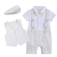 Leo - Baby Boys Christening Baptism Suit , Colour - White.