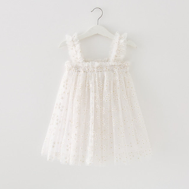 white tulle daisy dress baby girls 