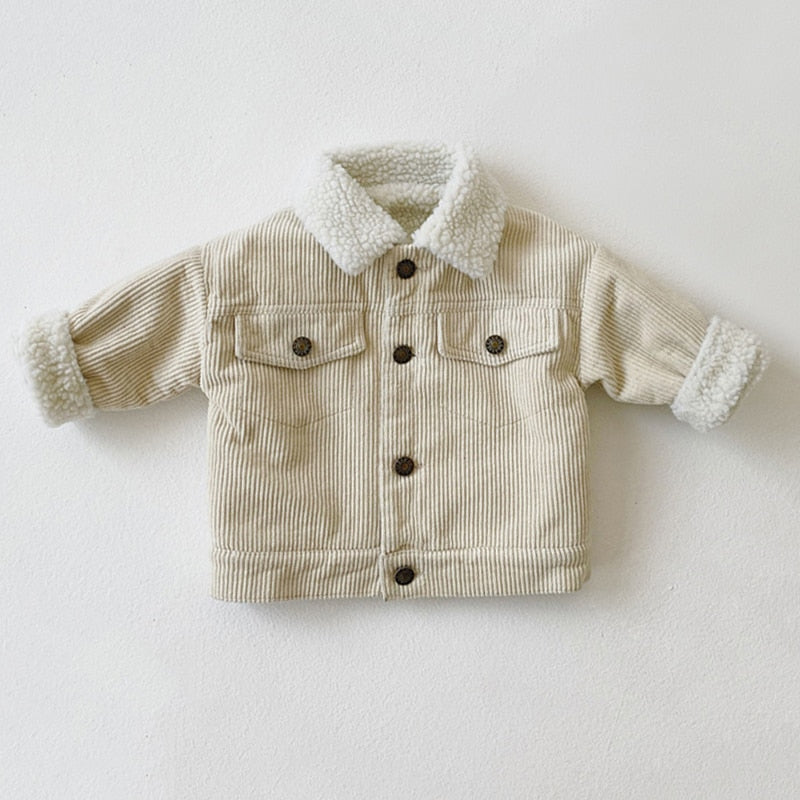 Unisex Toddler Jacket - Corduroy and Sherpa Kids Jacket, Color - beige