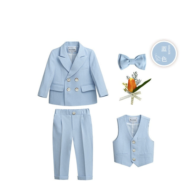 British Style Boys Wedding Suit - Sky Blue