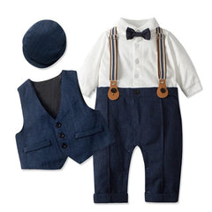 Charlie - Boys Wedding Suit Set with Waistcoat, Hat and Bow tie ( 4 coloiurs )