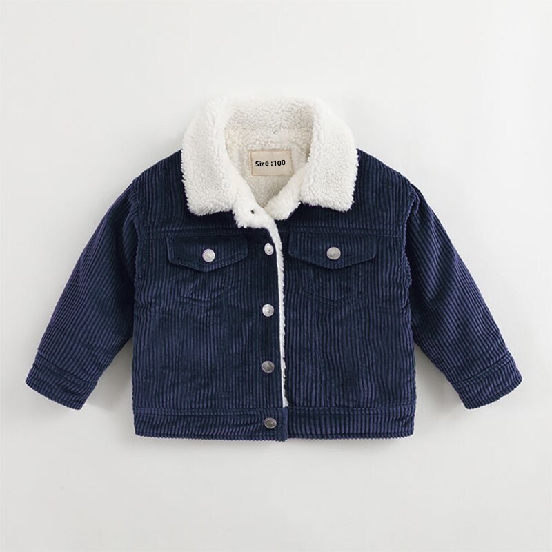 Unisex Toddler Jacket - Corduroy and Sherpa Kids Jacket, Color - blue