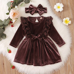 Velvetine - Winter Girls Velvet Dress Set.