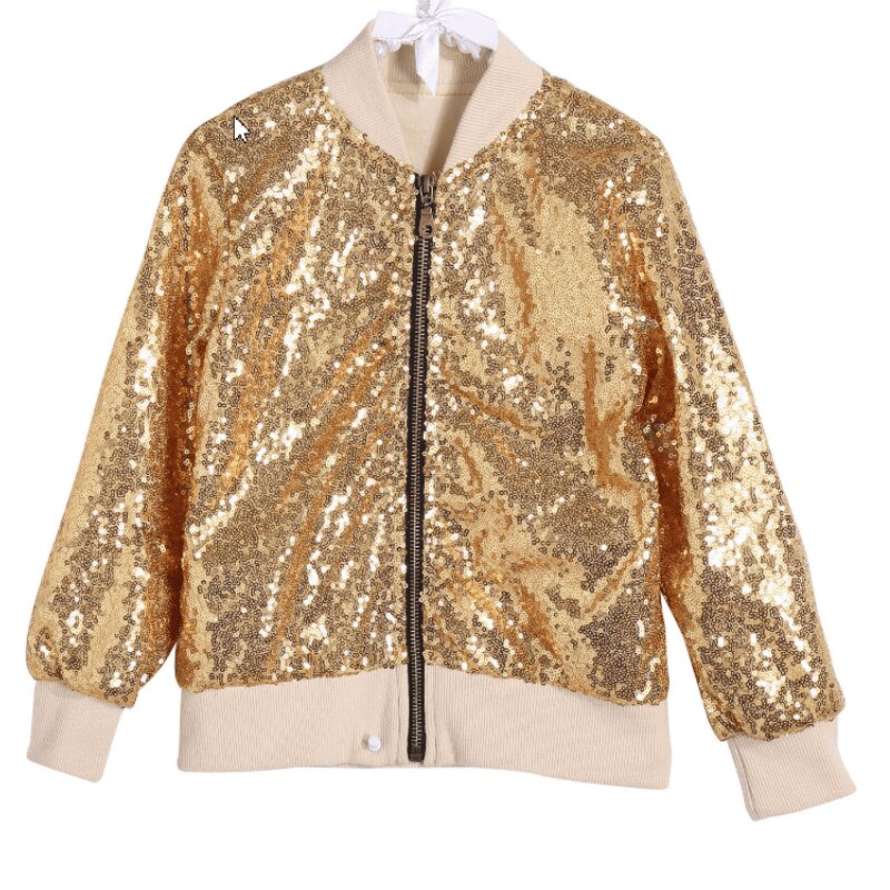 Girls Sequins Jacket - Gold Sequins