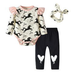 Horse & Hearts - Baby Girl Clothes Set