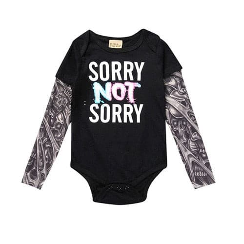 Sorry Not Sorry - Baby Rock Tattoo Long Sleeve Romper.